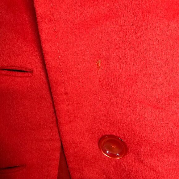 Red Oversized Felt Long Sleeve Single Button Heavy Long Line Jacket Large - Picture 6 of 11